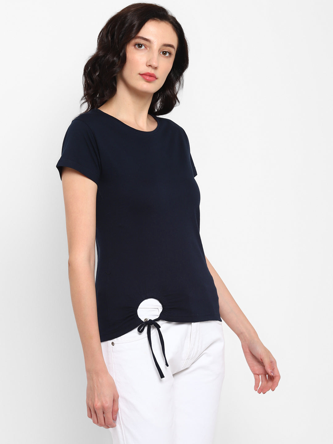 Appulse Women's Round Neck T-Shirt with Bottom Knot | Women | Premium Cotton | Activewear | Athleisure