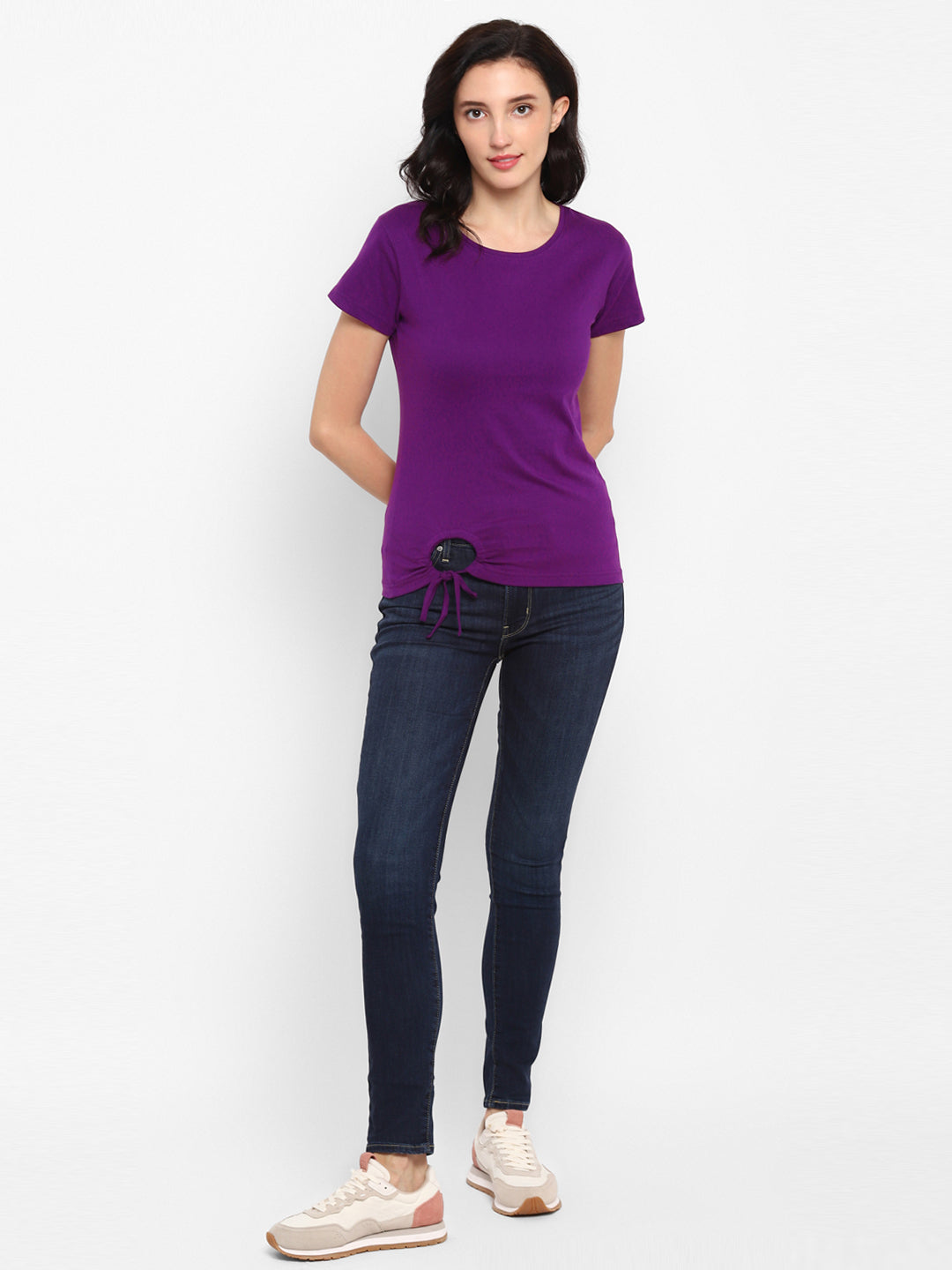 Appulse Women's Round Neck T-Shirt with Bottom Knot | Women | Premium Cotton | Activewear | Athleisure