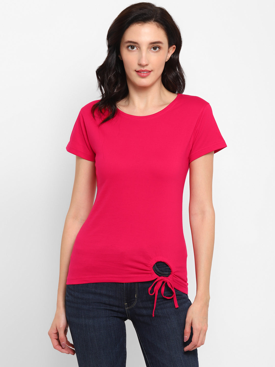 Appulse Women's Round Neck T-Shirt with Bottom Knot | Women | Premium Cotton | Activewear | Athleisure