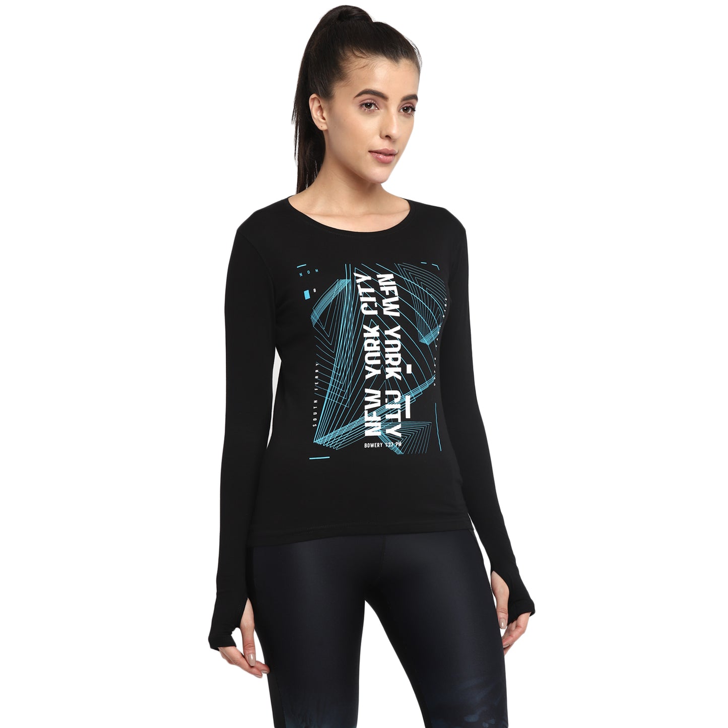 Appulse Women's Printed Long Sleeve Thumb Hole Round Neck T-Shirt | Women | Premium Cotton | Activewear | Athleisure