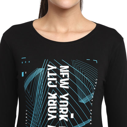Appulse Women's Printed Long Sleeve Thumb Hole Round Neck T-Shirt | Women | Premium Cotton | Activewear | Athleisure