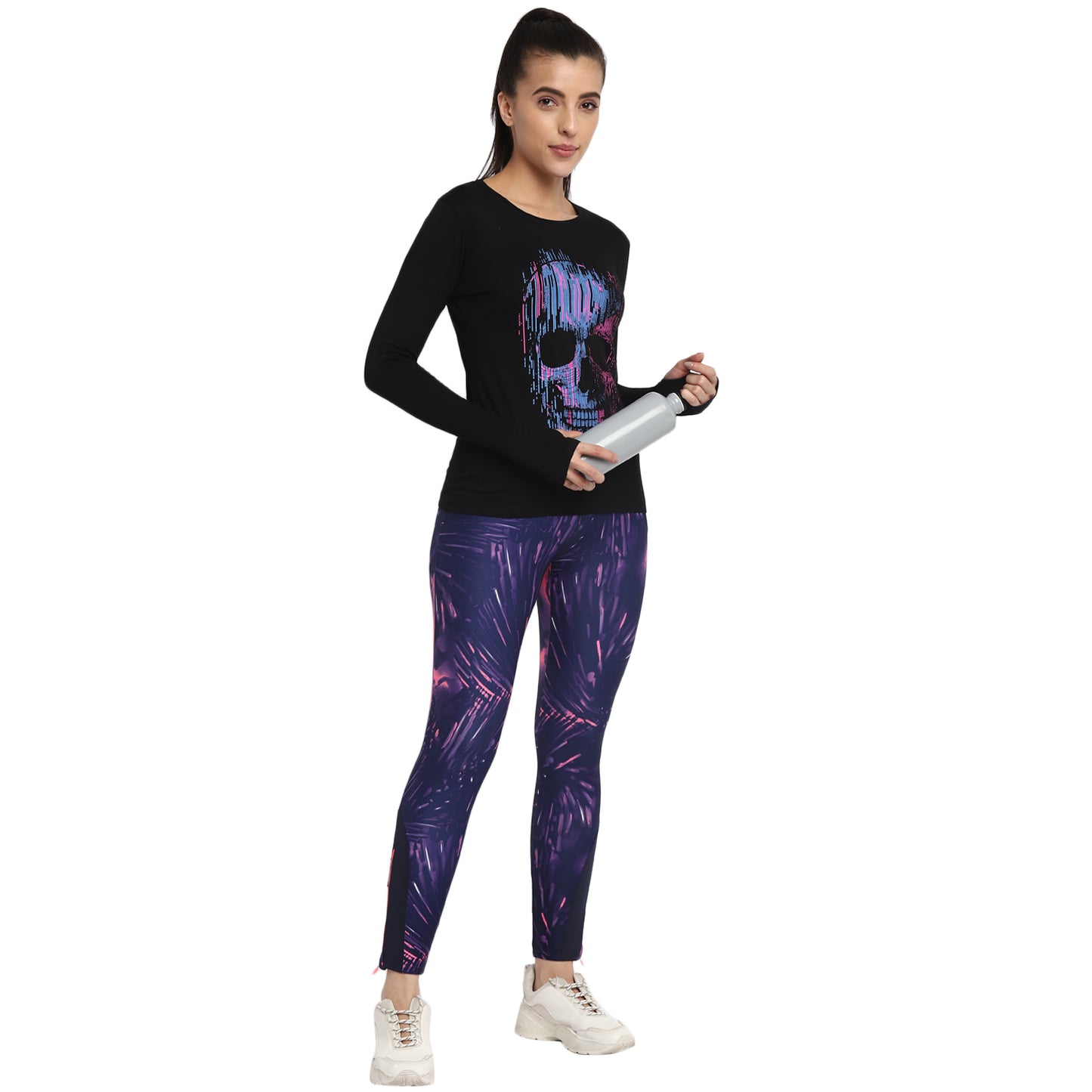 Appulse Women's Printed Long Sleeve Thumb Hole Round Neck T-Shirt | Women | Premium Cotton | Activewear | Athleisure