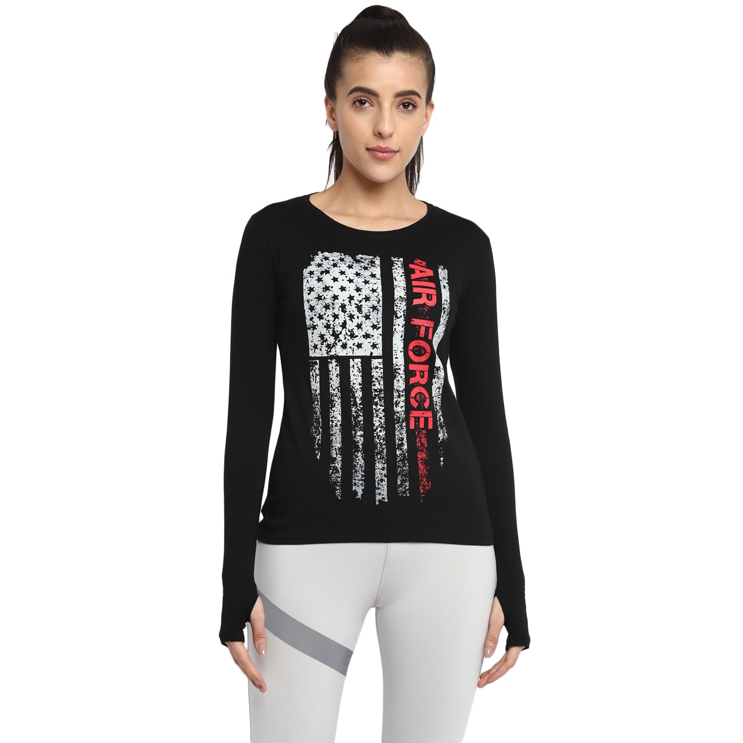 Appulse Women's Printed Long Sleeve Thumb Hole Round Neck T-Shirt | Women | Premium Cotton | Activewear | Athleisure