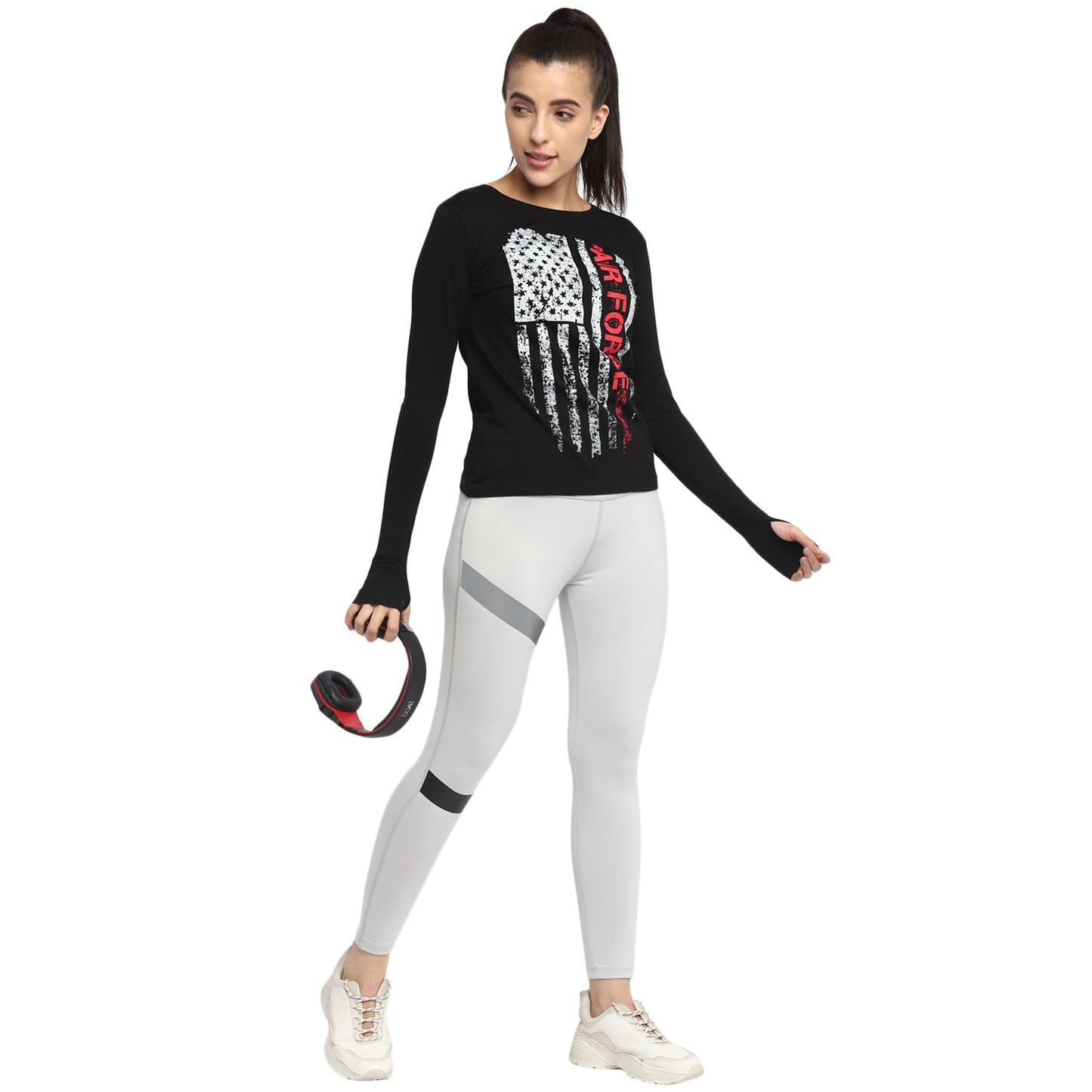 Appulse Women's Printed Long Sleeve Thumb Hole Round Neck T-Shirt | Women | Premium Cotton | Activewear | Athleisure