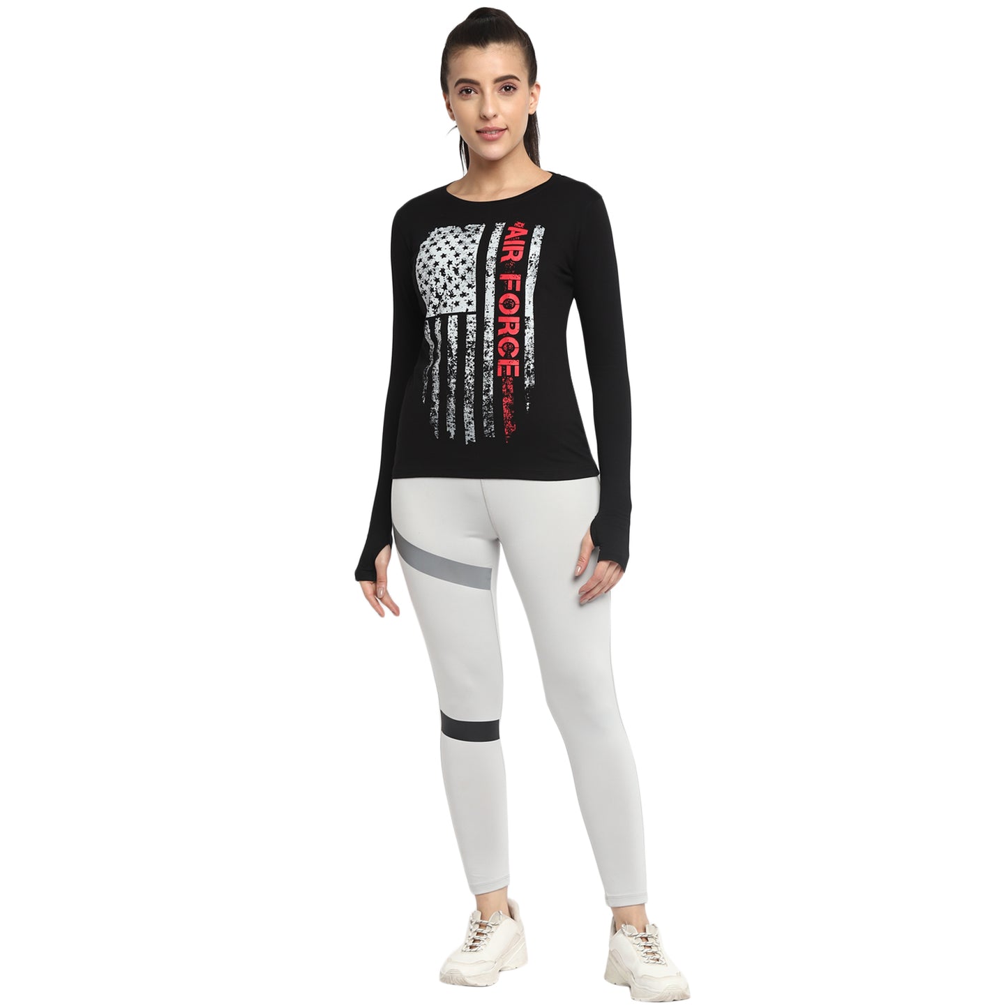 Appulse Women's Printed Long Sleeve Thumb Hole Round Neck T-Shirt | Women | Premium Cotton | Activewear | Athleisure