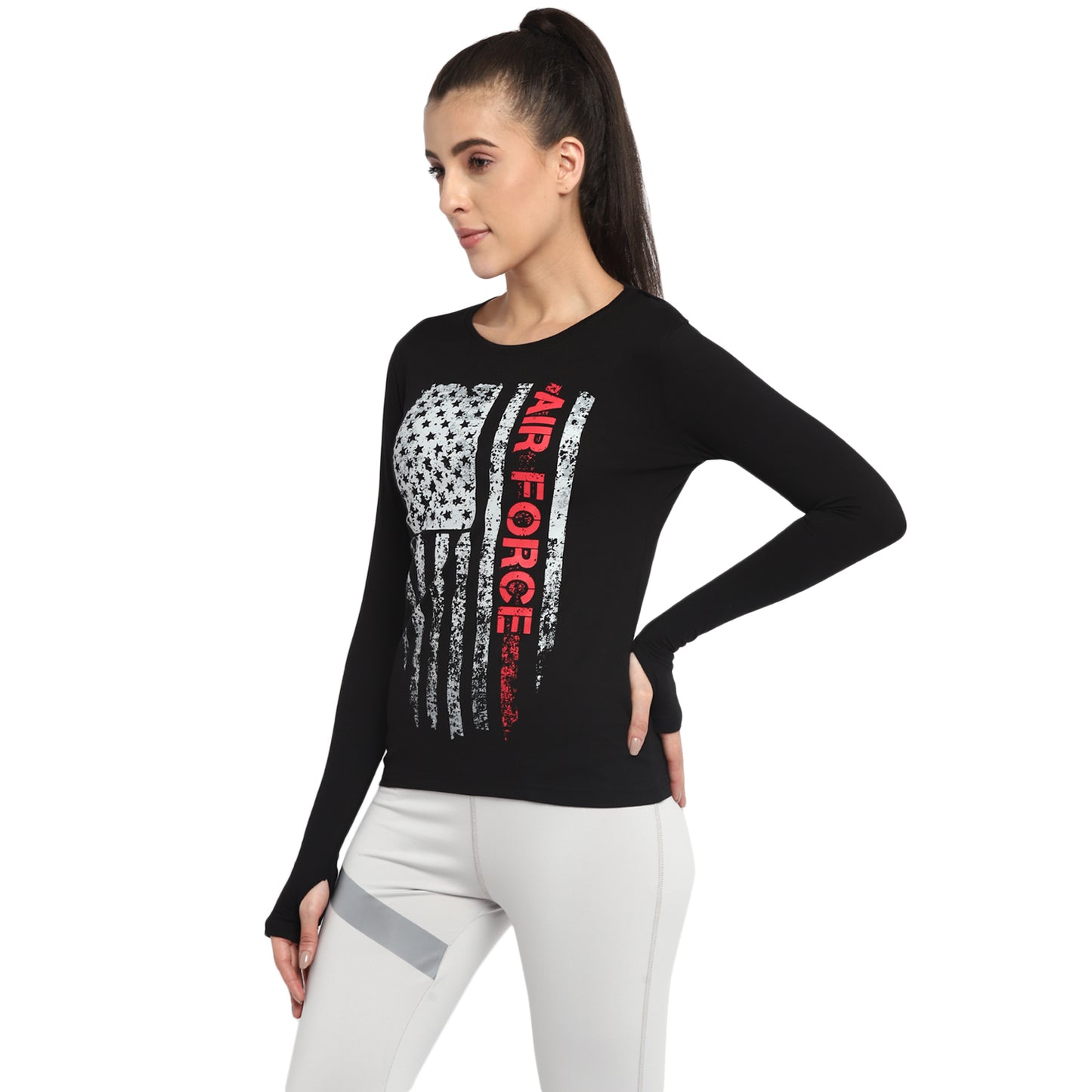 Appulse Women's Printed Long Sleeve Thumb Hole Round Neck T-Shirt | Women | Premium Cotton | Activewear | Athleisure
