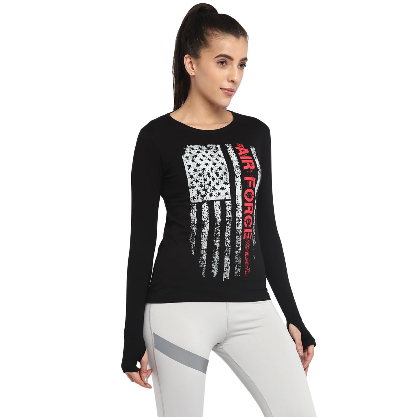 Appulse Women's Printed Long Sleeve Thumb Hole Round Neck T-Shirt | Women | Premium Cotton | Activewear | Athleisure