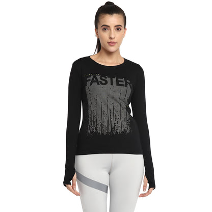 Appulse Women's Printed Long Sleeve Thumb Hole Round Neck T-Shirt | Women | Premium Cotton | Activewear | Athleisure