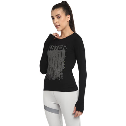 Appulse Women's Printed Long Sleeve Thumb Hole Round Neck T-Shirt | Women | Premium Cotton | Activewear | Athleisure