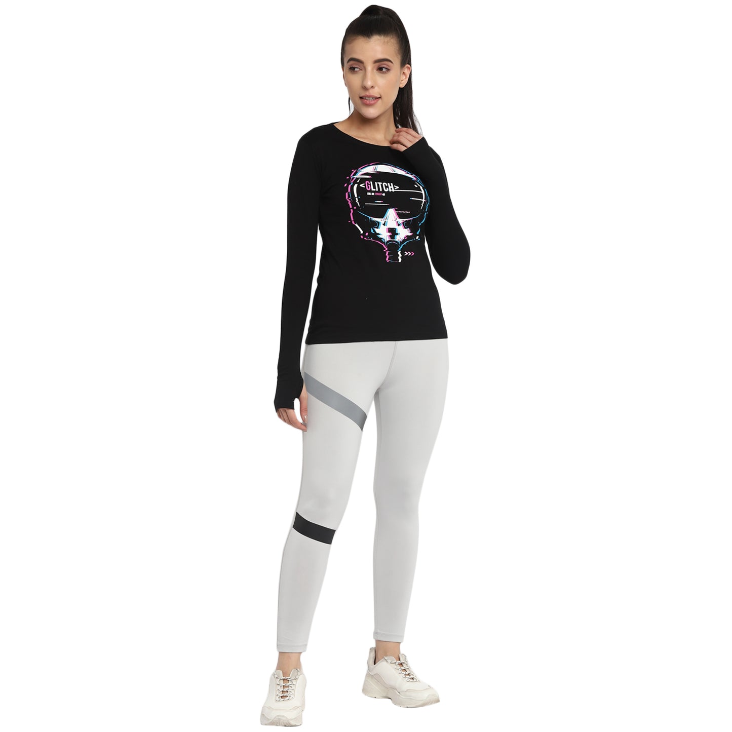 Appulse Women's Printed Long Sleeve Thumb Hole Round Neck T-Shirt | Women | Premium Cotton | Activewear | Athleisure
