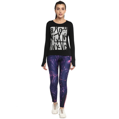 Appulse Women's Printed Long Sleeve Thumb Hole Round Neck T-Shirt | Women | Premium Cotton | Activewear | Athleisure