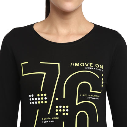Appulse Women's Printed Long Sleeve Thumb Hole Round Neck T-Shirt | Women | Premium Cotton | Activewear | Athleisure