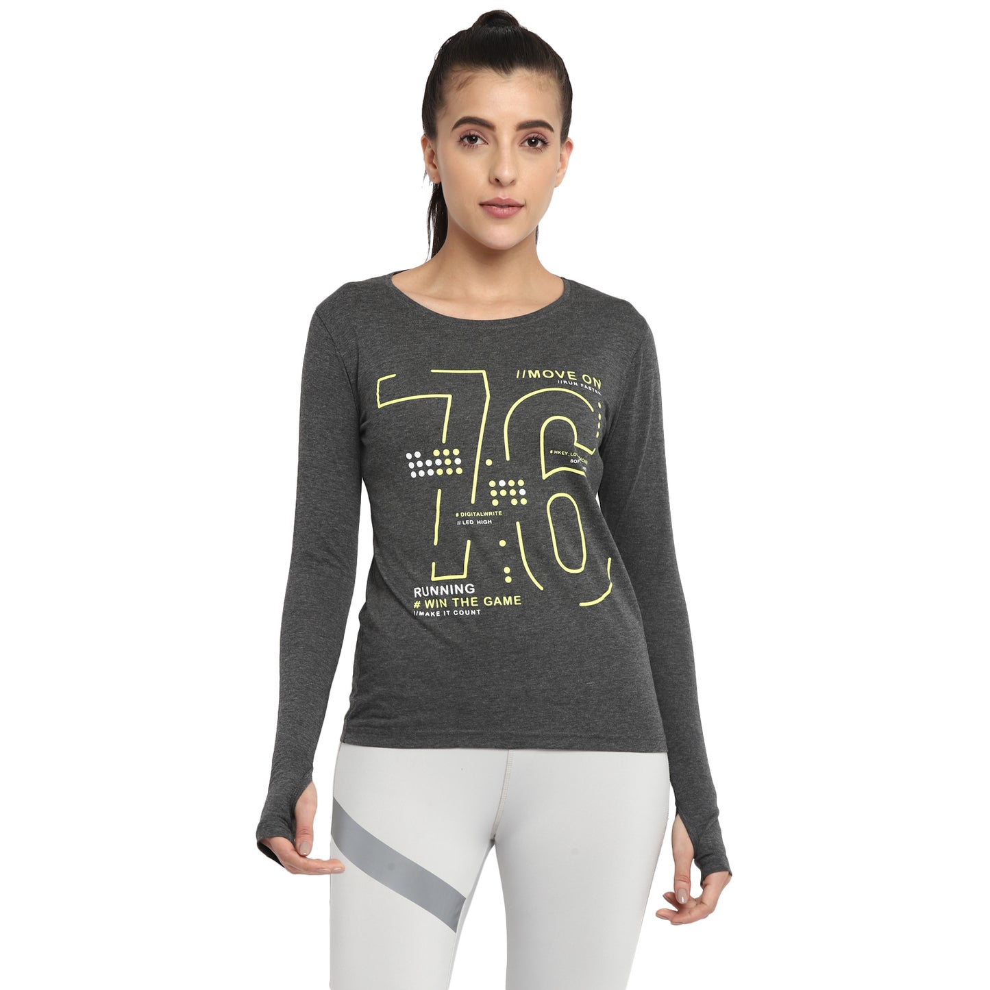 Appulse Women's Printed Long Sleeve Thumb Hole Round Neck T-Shirt | Women | Premium Cotton | Activewear | Athleisure