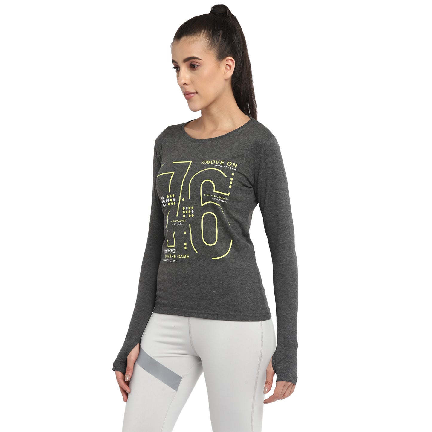 Appulse Women's Printed Long Sleeve Thumb Hole Round Neck T-Shirt | Women | Premium Cotton | Activewear | Athleisure