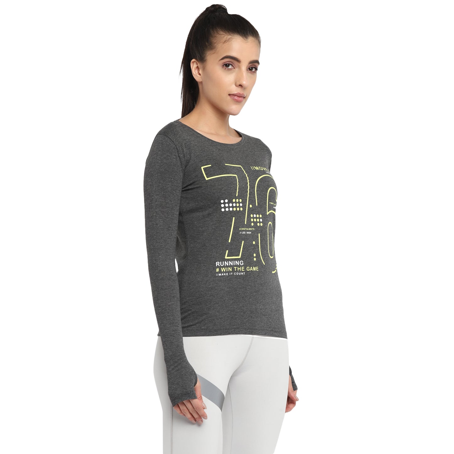 Appulse Women's Printed Long Sleeve Thumb Hole Round Neck T-Shirt | Women | Premium Cotton | Activewear | Athleisure