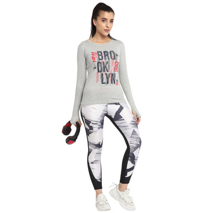 Appulse Women's Printed Long Sleeve Thumb Hole Round Neck T-Shirt | Women | Premium Cotton | Activewear | Athleisure
