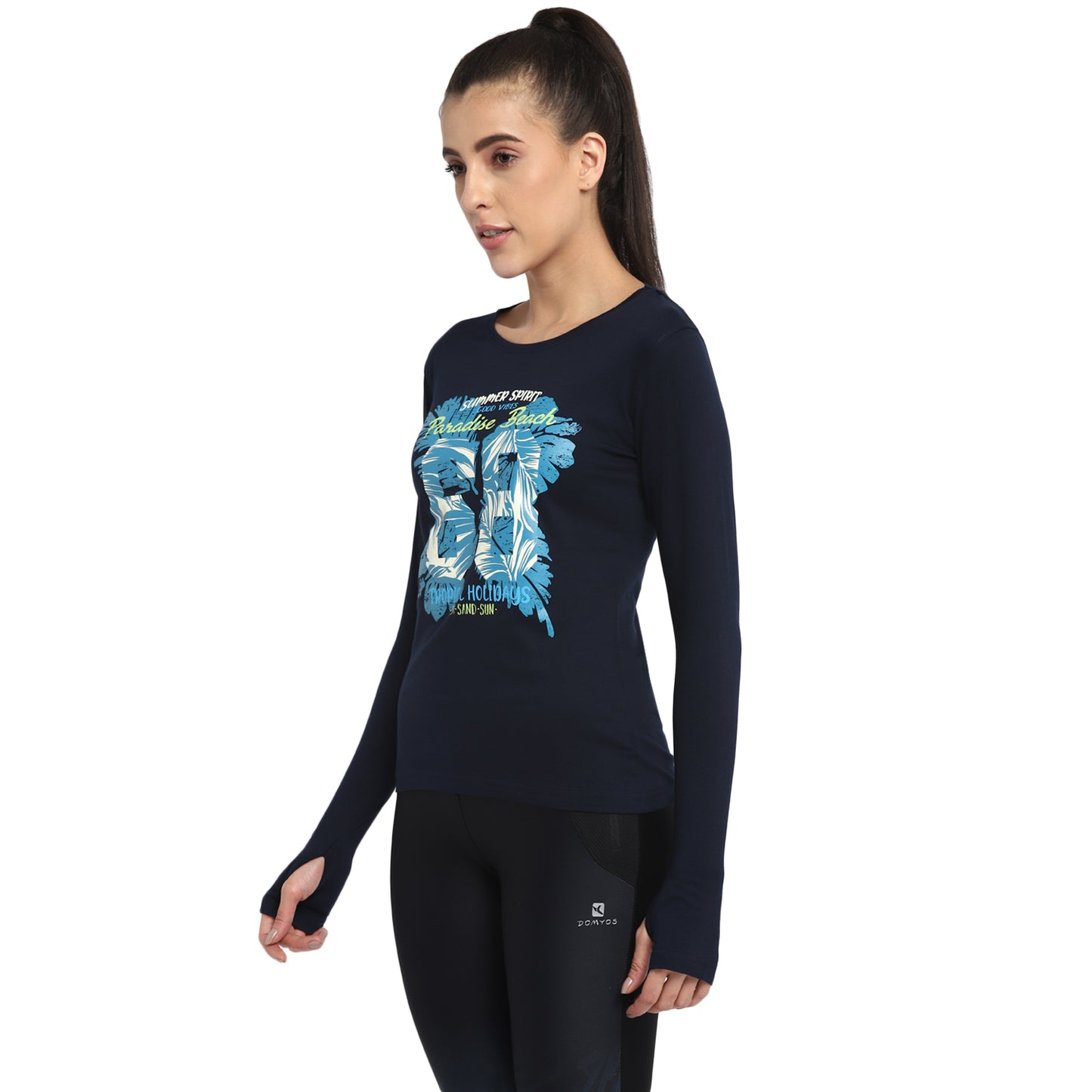 Appulse Women's Printed Long Sleeve Thumb Hole Round Neck T-Shirt | Women | Premium Cotton | Activewear | Athleisure
