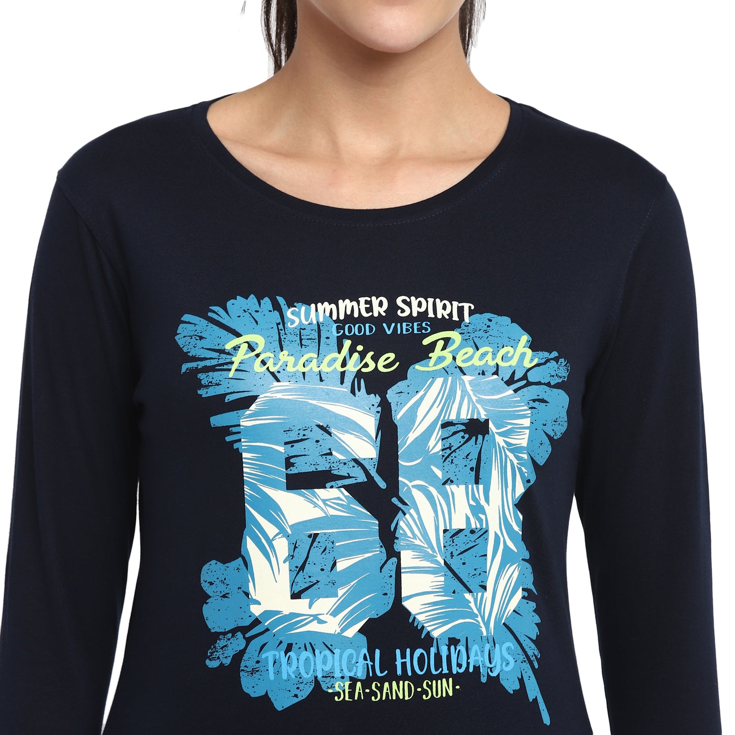 Appulse Women's Printed Long Sleeve Thumb Hole Round Neck T-Shirt | Women | Premium Cotton | Activewear | Athleisure