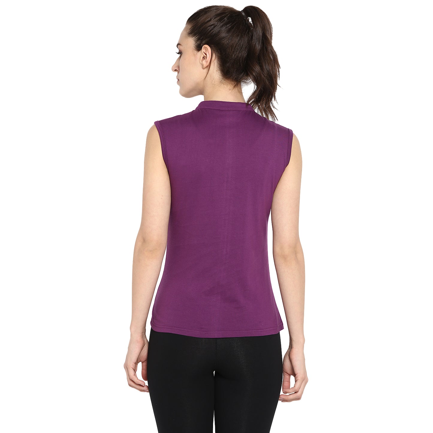 Appulse Women's Sleeveless Mandarin Collar T-Shirt | Women | Premium Cotton | Activewear | Athleisure