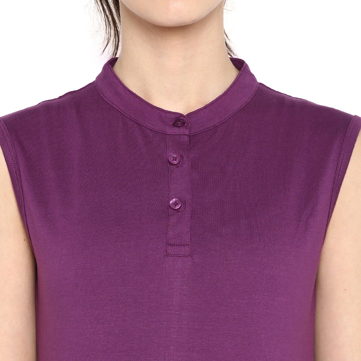 Appulse Women's Sleeveless Mandarin Collar T-Shirt | Women | Premium Cotton | Activewear | Athleisure