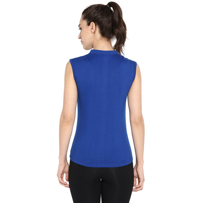 Appulse Women's Sleeveless Mandarin Collar T-Shirt | Women | Premium Cotton | Activewear | Athleisure