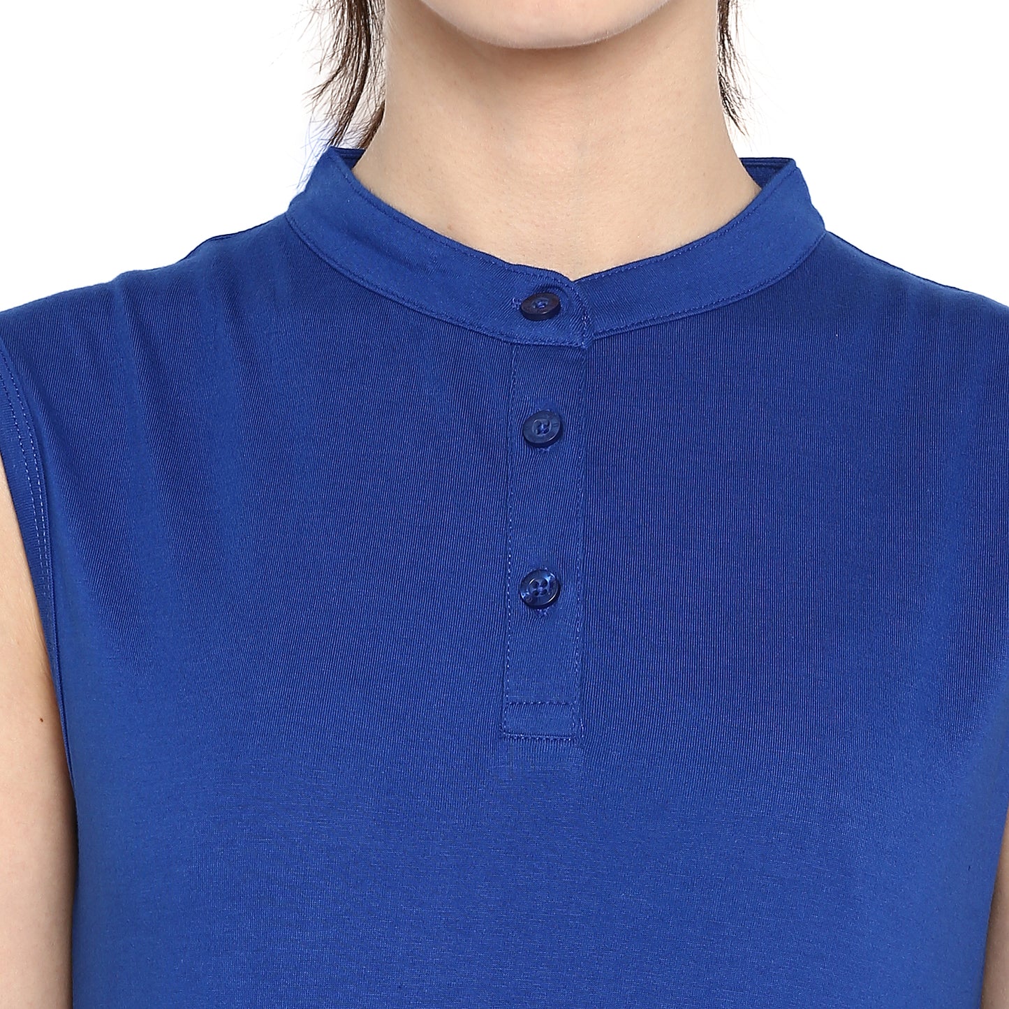 Appulse Women's Sleeveless Mandarin Collar T-Shirt | Women | Premium Cotton | Activewear | Athleisure