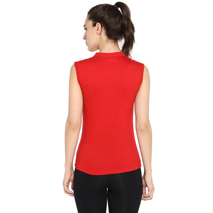 Appulse Women's Sleeveless Mandarin Collar T-Shirt | Women | Premium Cotton | Activewear | Athleisure