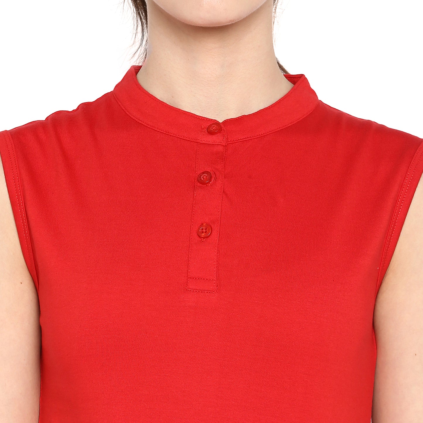 Appulse Women's Sleeveless Mandarin Collar T-Shirt | Women | Premium Cotton | Activewear | Athleisure