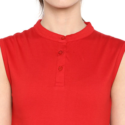 Appulse Women's Sleeveless Mandarin Collar T-Shirt | Women | Premium Cotton | Activewear | Athleisure