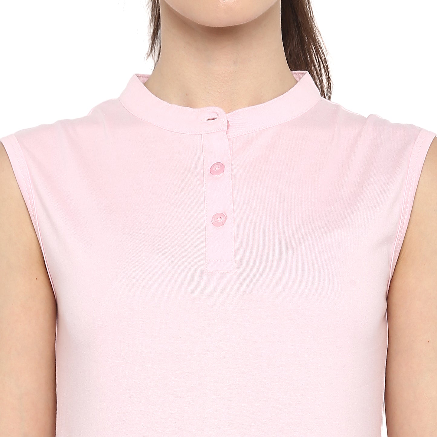 Appulse Women's Sleeveless Mandarin Collar T-Shirt | Women | Premium Cotton | Activewear | Athleisure