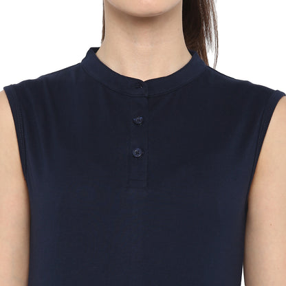 Appulse Women's Sleeveless Mandarin Collar T-Shirt | Women | Premium Cotton | Activewear | Athleisure