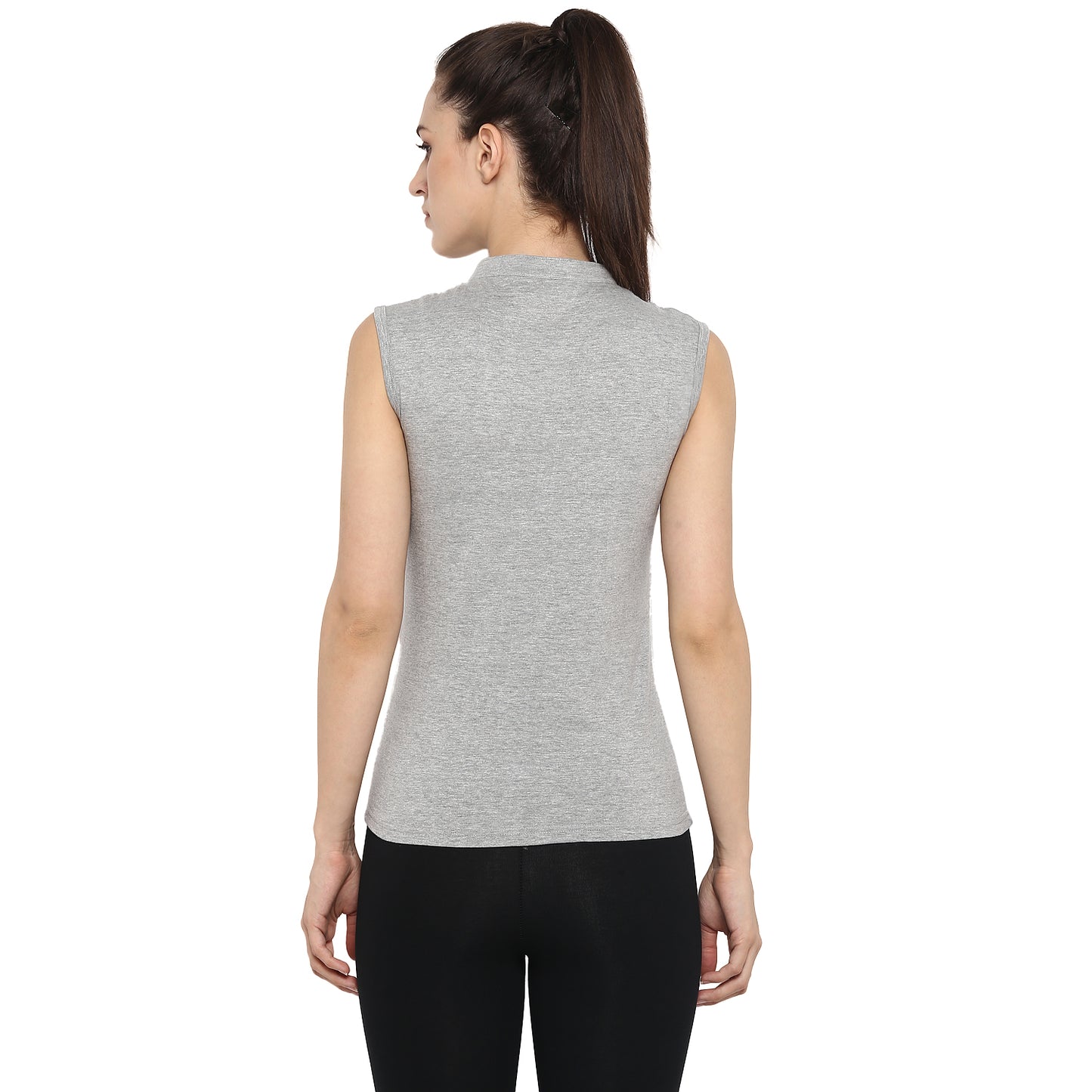 Appulse Women's Sleeveless Mandarin Collar T-Shirt | Women | Premium Cotton | Activewear | Athleisure