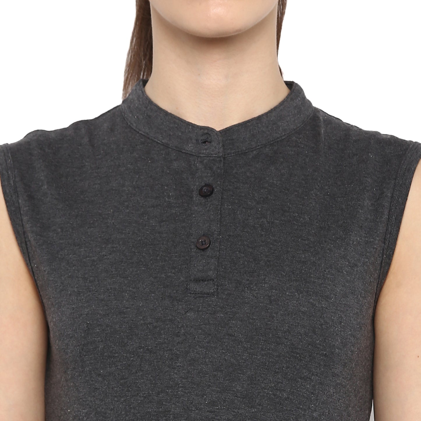 Appulse Women's Sleeveless Mandarin Collar T-Shirt | Women | Premium Cotton | Activewear | Athleisure