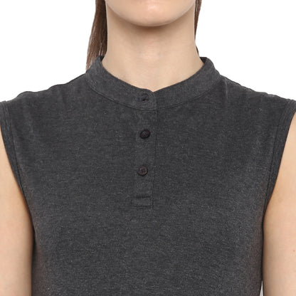Appulse Women's Sleeveless Mandarin Collar T-Shirt | Women | Premium Cotton | Activewear | Athleisure