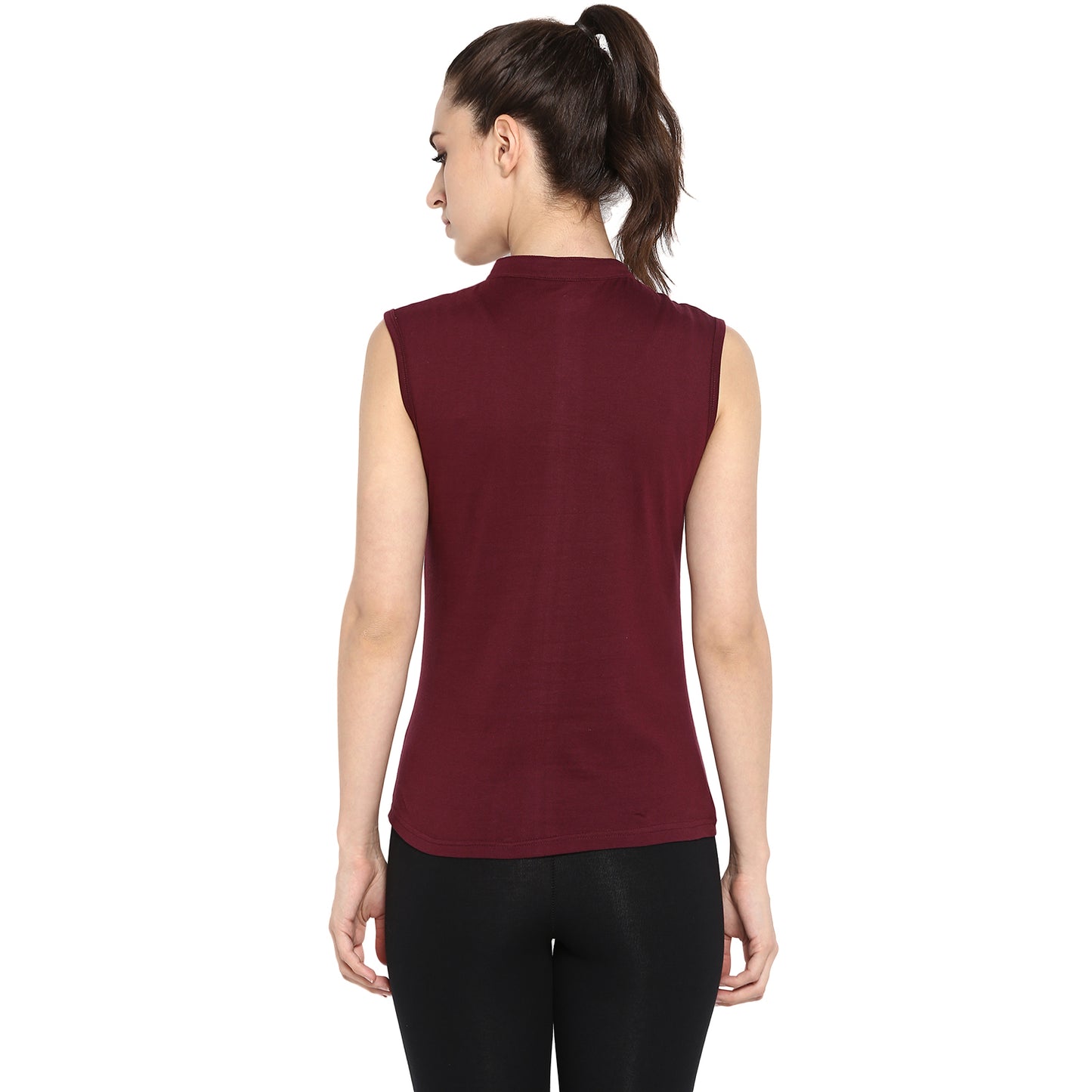 Appulse Women's Sleeveless Mandarin Collar T-Shirt | Women | Premium Cotton | Activewear | Athleisure