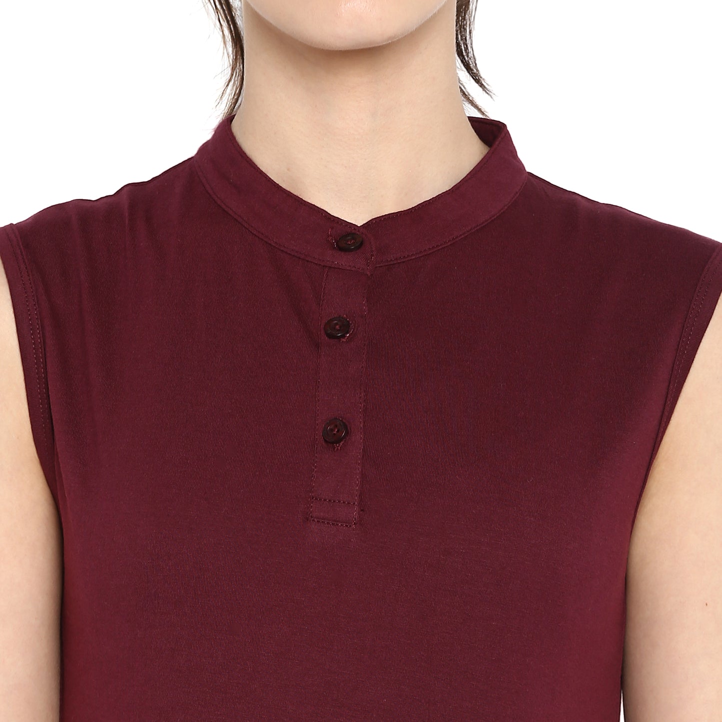 Appulse Women's Sleeveless Mandarin Collar T-Shirt | Women | Premium Cotton | Activewear | Athleisure