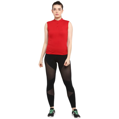 Appulse Women's Sleeveless Mandarin Collar T-Shirt | Women | Premium Cotton | Activewear | Athleisure