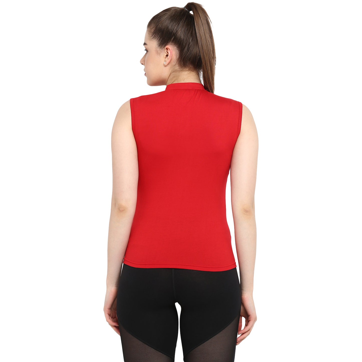 Appulse Women's Sleeveless Mandarin Collar T-Shirt | Women | Premium Cotton | Activewear | Athleisure