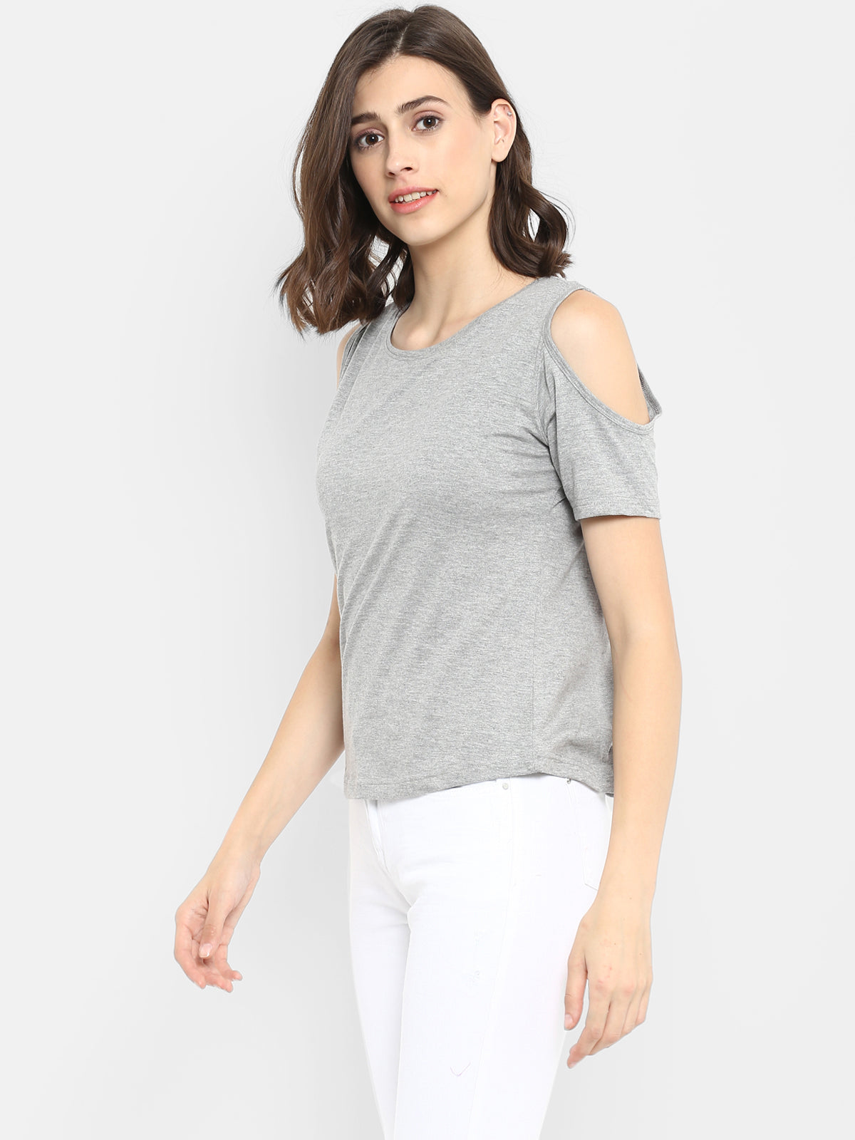 Appulse Women's Round Neck Cold Shoulder T-Shirt | Women | Premium Cotton | Activewear | Athleisure