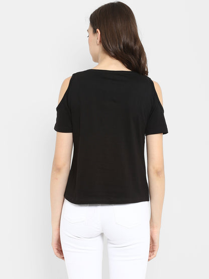 Appulse Women's Round Neck Cold Shoulder T-Shirt | Women | Premium Cotton | Activewear | Athleisure