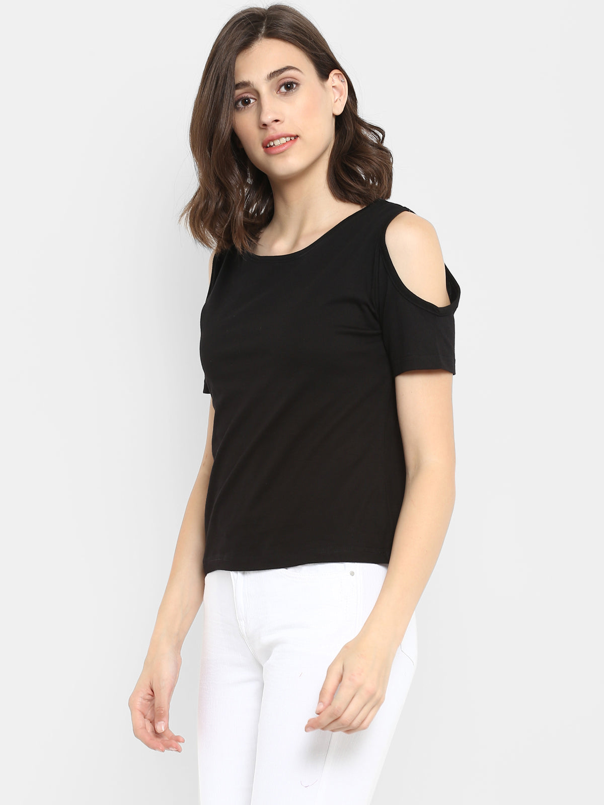 Appulse Women's Round Neck Cold Shoulder T-Shirt | Women | Premium Cotton | Activewear | Athleisure