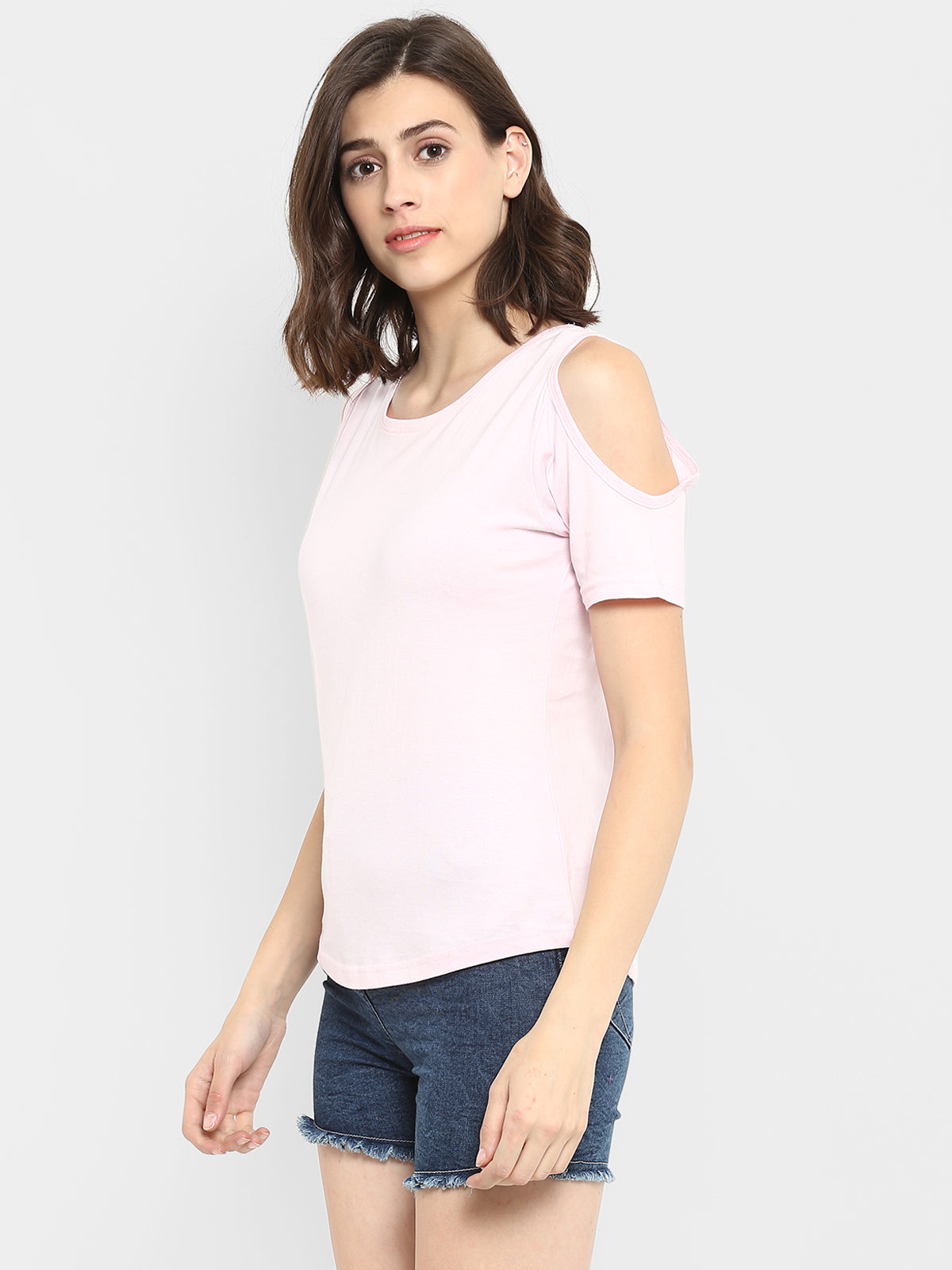 Appulse Women's Round Neck Cold Shoulder T-Shirt | Women | Premium Cotton | Activewear | Athleisure