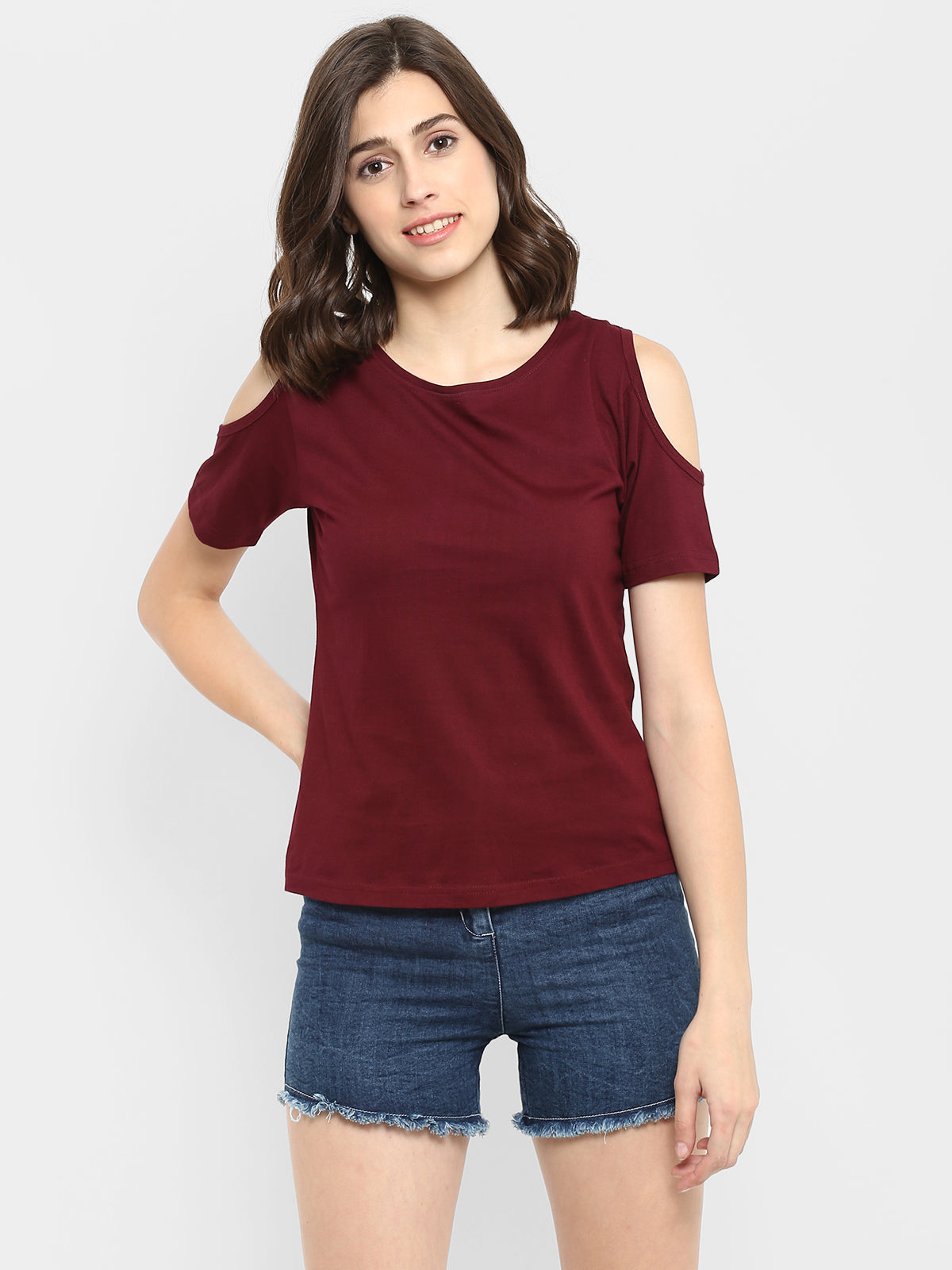Appulse Women's Round Neck Cold Shoulder T-Shirt | Women | Premium Cotton | Activewear | Athleisure