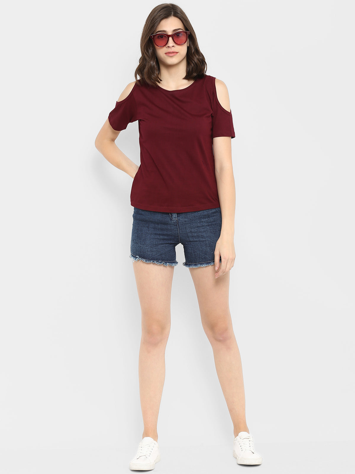Appulse Women's Round Neck Cold Shoulder T-Shirt | Women | Premium Cotton | Activewear | Athleisure