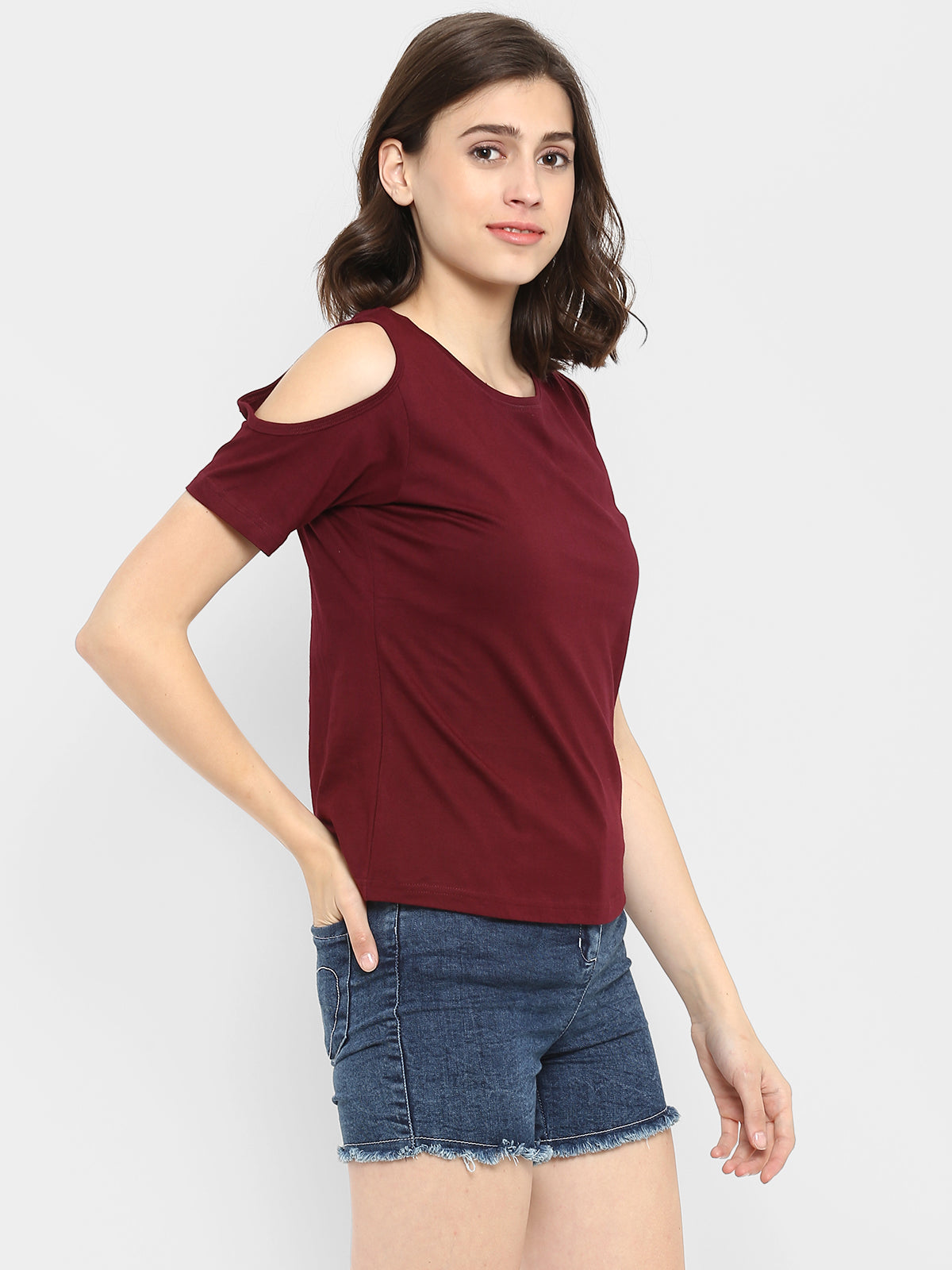 Appulse Women's Round Neck Cold Shoulder T-Shirt | Women | Premium Cotton | Activewear | Athleisure