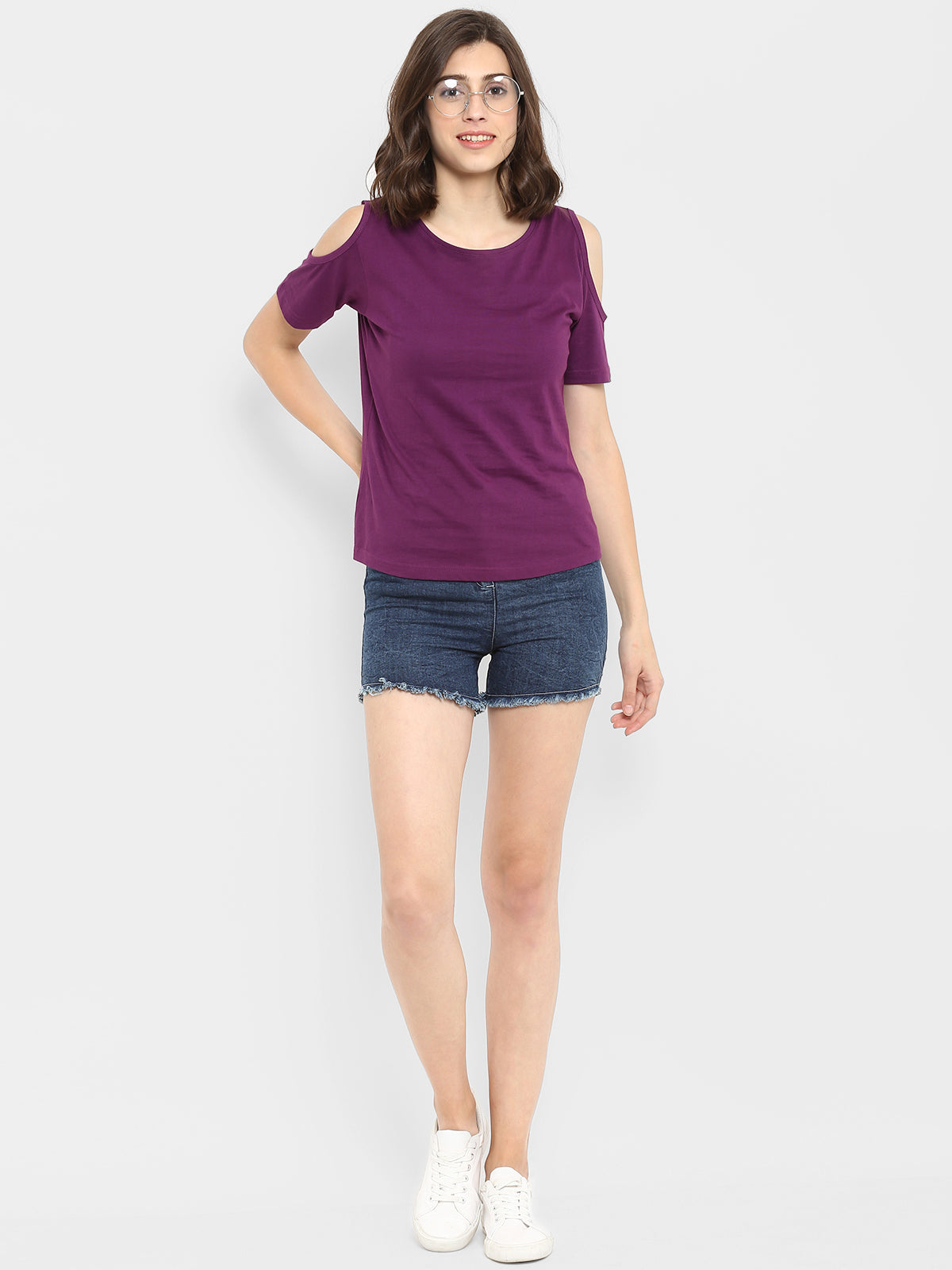 Appulse Women's Round Neck Cold Shoulder T-Shirt | Women | Premium Cotton | Activewear | Athleisure