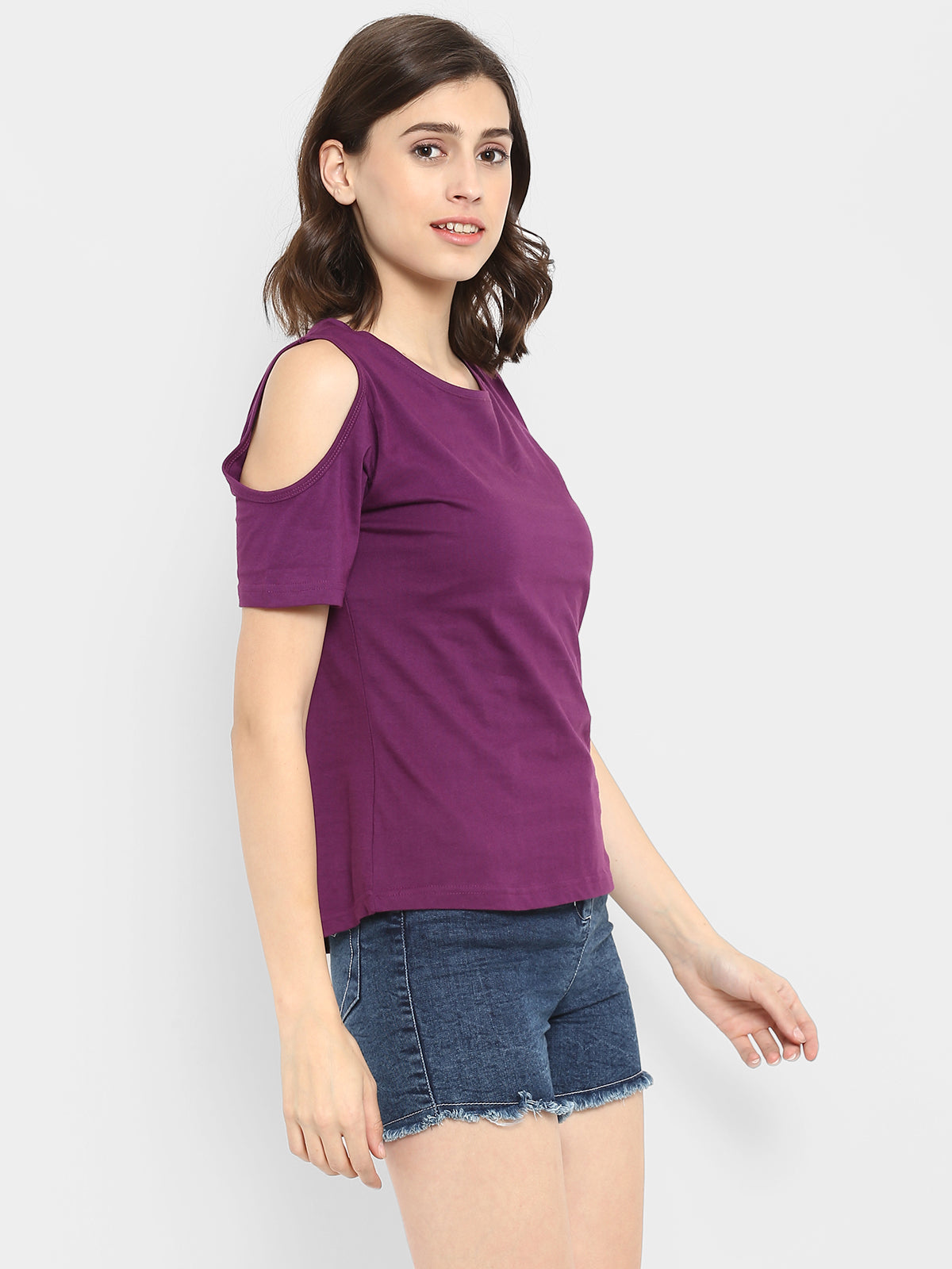Appulse Women's Round Neck Cold Shoulder T-Shirt | Women | Premium Cotton | Activewear | Athleisure