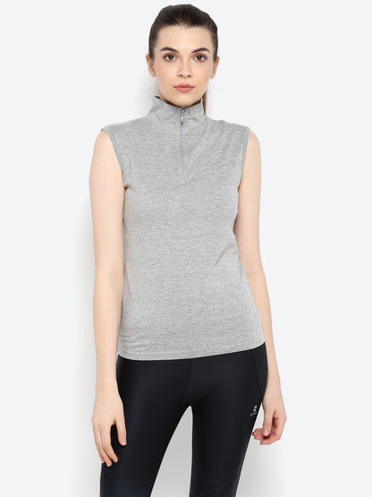 Appulse Women's Sleeveless 1/4 Zip Hi Neck T-Shirt | Women | Premium Cotton | Activewear | Athleisure