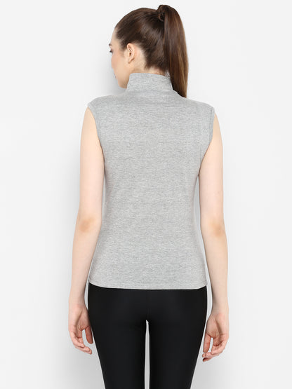 Appulse Women's Sleeveless 1/4 Zip Hi Neck T-Shirt | Women | Premium Cotton | Activewear | Athleisure