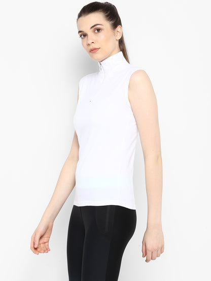 Appulse Women's Sleeveless 1/4 Zip Hi Neck T-Shirt | Women | Premium Cotton | Activewear | Athleisure